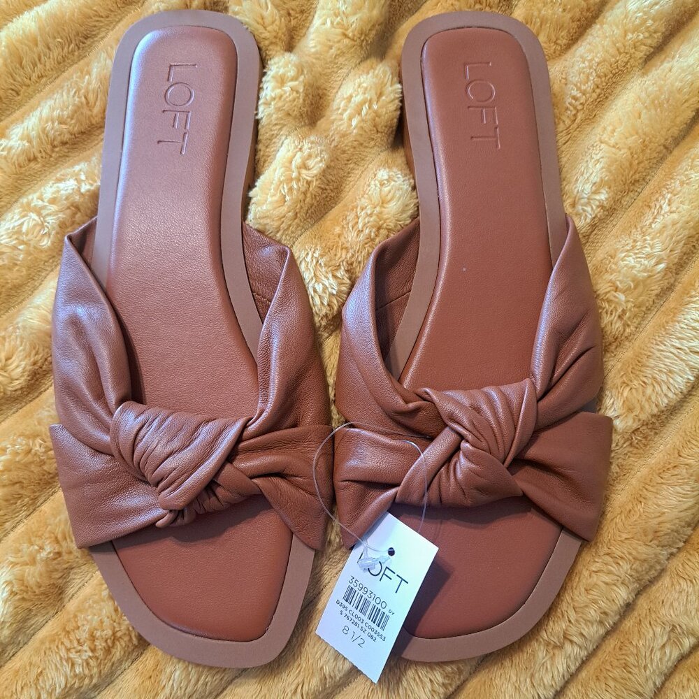 NWT Loft Brown Leather Knotted Sandals Size 8.5